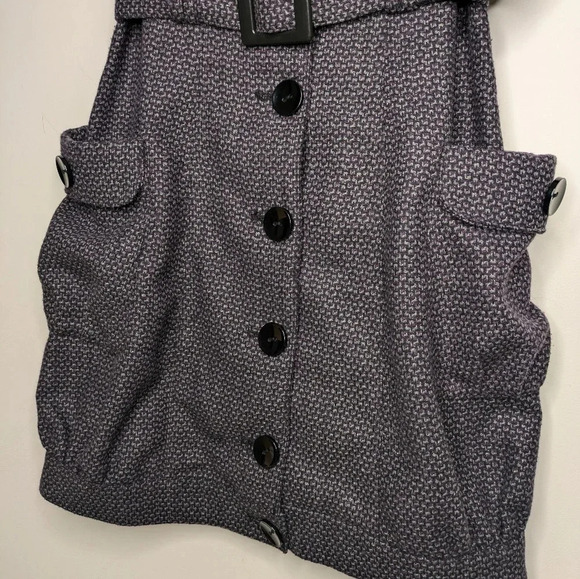 CLEARANCE//Button Wool  Blend Puff Sleeve Belted Y2K Dress - Picture 7 of 11